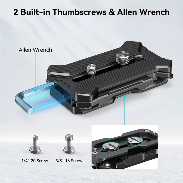 Alt view image 7 of 7 - Quick Release Plate for Arca-Type with Foldable Quadruped Support | 44.1lb (20kg) load capacity, fits lenses up to 5.9in (15cm), anti-twist non-slip design.