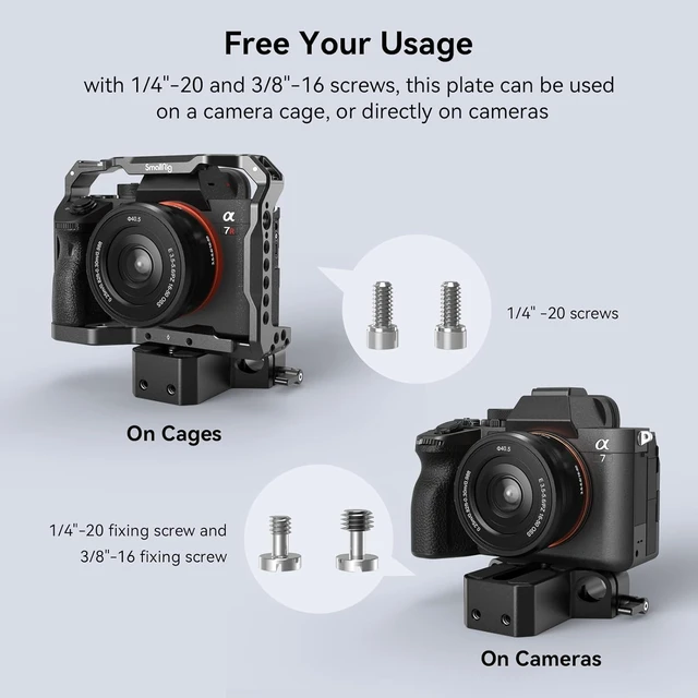 Alt view image 2 of 7 - Quick Release Plate for Arca Swiss, with 1/4"-20 & 3/8"-16 Screw | Both for Sony A6500/ A6600/ A6300 /A7SIII /A7III, for Canon R5/R6