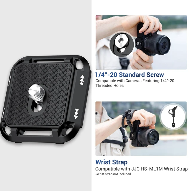 Alt view image 3 of 7 - 2 Pack 38mm Camera Mount Plate, Arca Swiss Quick Release Plate & Clamp V3 with 4-Sided QR Compatible with Capture Camera Clip V3, Aluminum for Tripod Monopod Strap