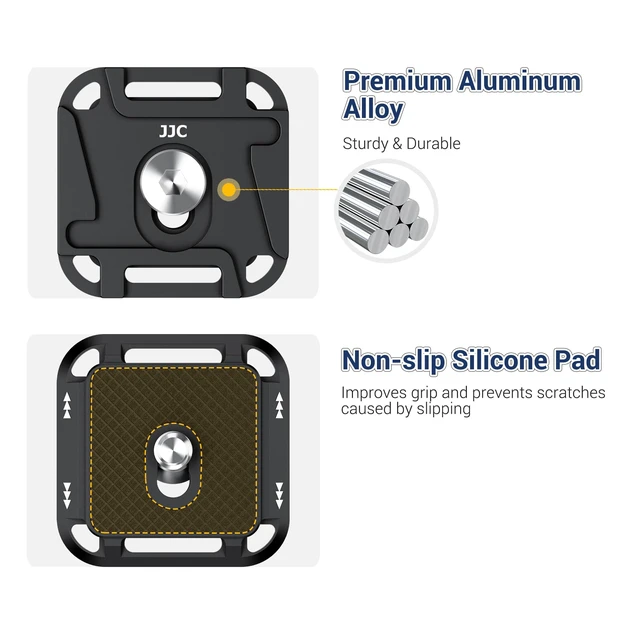 Alt view image 5 of 7 - 2 Pack 38mm Camera Mount Plate, Arca Swiss Quick Release Plate & Clamp V3 with 4-Sided QR Compatible with Capture Camera Clip V3, Aluminum for Tripod Monopod Strap