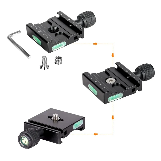 Alt view image 4 of 7 - 50mm Arca Swiss Quick Release Plate & Clamp Set | Aluminum QR Plate Adapter with 3/8"&1/4" Screw for DSLR Camera Tripod Ball Head Monopod Gimbal Stabilizer