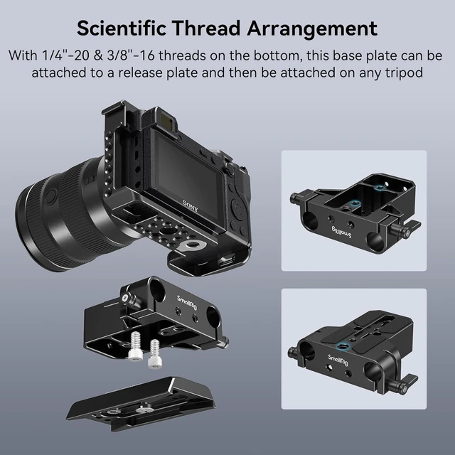 Alt view image 4 of 7 - Quick Release Plate for Arca Swiss, with 1/4"-20 & 3/8"-16 Screw | Both for Sony A6500/ A6600/ A6300 /A7SIII /A7III, for Canon R5/R6