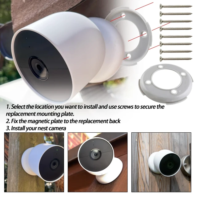Alt view image 3 of 7 - 2Pcs Wall Mounting Plates w/ Screws,Grey Plastic,Easy to Install | Fit for Google Nest Camera Outdoor Indoor Battery Models,Wall Bracket Part Connected to Magnetic Base