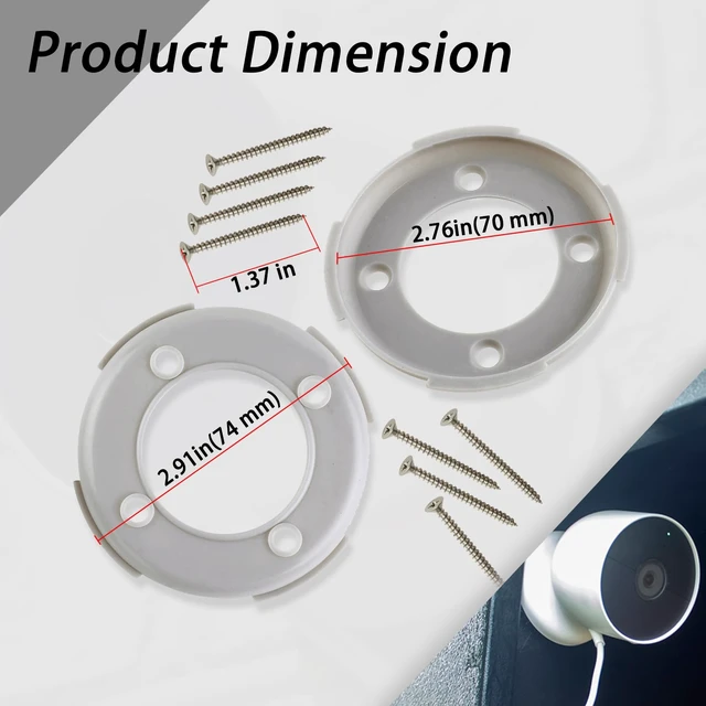 Alt view image 4 of 7 - 2Pcs Wall Mounting Plates w/ Screws,Grey Plastic,Easy to Install | Fit for Google Nest Camera Outdoor Indoor Battery Models,Wall Bracket Part Connected to Magnetic Base