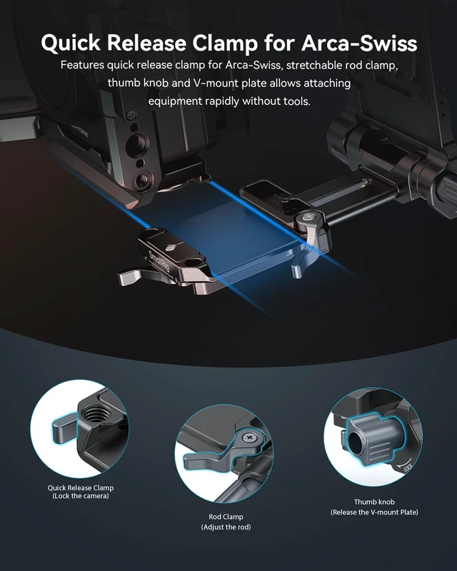 Alt view image 2 of 7 - Foldable V Mount Battery Plate with Quick Release Plate for Arca | for Sony FX3 /A7 V/A7 IV/A7S III, for Canon R5/R6, for Nikon Z8, Compact Camera Video Rig, for NEEWER V Mount Battery PS099E