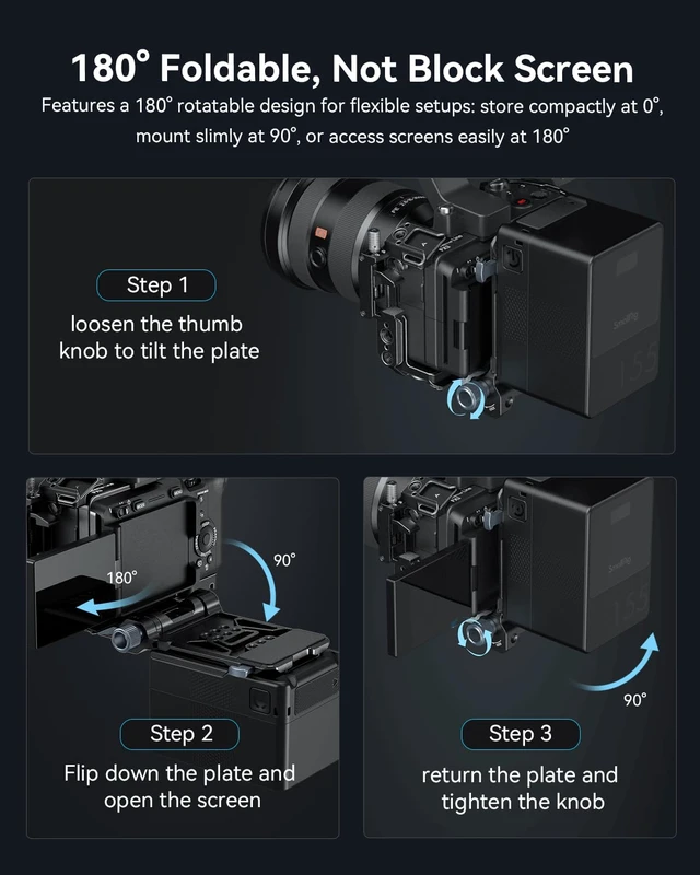 Alt view image 4 of 7 - Foldable V Mount Battery Plate with Quick Release Plate for Arca | for Sony FX3 /A7 V/A7 IV/A7S III, for Canon R5/R6, for Nikon Z8, Compact Camera Video Rig, for NEEWER V Mount Battery PS099E