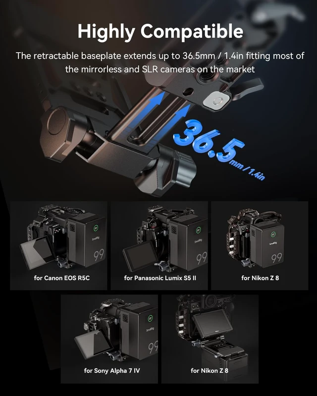 Alt view image 3 of 7 - Foldable V Mount Battery Plate with Quick Release Plate for Arca | for Sony FX3 /A7 V/A7 IV/A7S III, for Canon R5/R6, for Nikon Z8, Compact Camera Video Rig, for NEEWER V Mount Battery PS099E