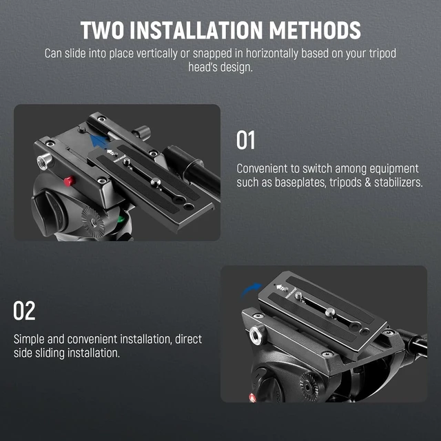 Alt view image 4 of 7 - 501PL Tripod Fluid Head Quick Release Camera Mounting Plate, QR5 | With 1/4" and 3/8" Screws, Anti Off Pin, for GM001 GM002 GM006 Fluid Heads