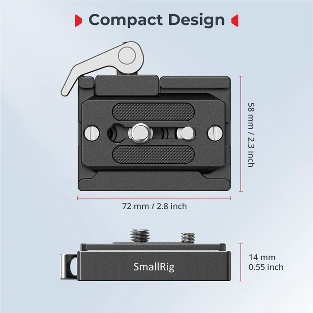 Alt view image 2 of 7 - Quick Release Mount Plate Clamp for Arca-Type, Lightweight Clamp | Baseplate Clamp with 1/4''-20 Threaded, 3/8''-16 Threaded and Lever