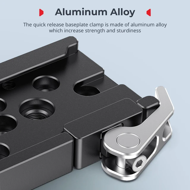 Alt view image 4 of 7 - Quick Release Mount Plate Clamp for Arca-Type, Lightweight Clamp | Baseplate Clamp with 1/4''-20 Threaded, 3/8''-16 Threaded and Lever