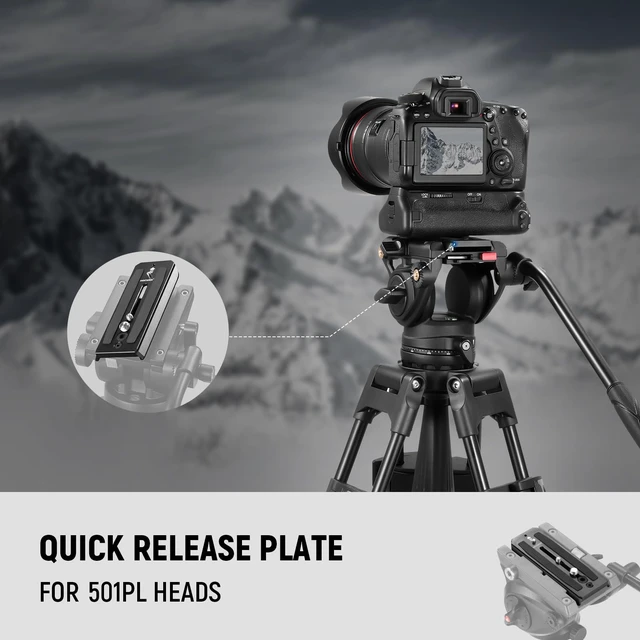 Alt view image 6 of 7 - 501PL Tripod Fluid Head Quick Release Camera Mounting Plate, QR5 | With 1/4" and 3/8" Screws, Anti Off Pin, for GM001 GM002 GM006 Fluid Heads