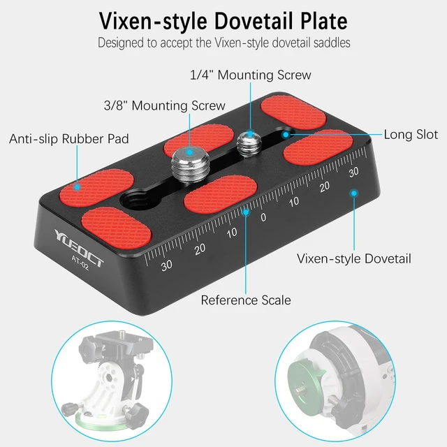 Alt view image 2 of 7 - 80mm/3.15" Telescope Rail Bar Vixen Style Dovetail Mounting Plate | with 1/4" 3/8" D Ring Camera Screw for Telescope Saddle Mount Base OTA Equatorial Head Tripod Adapter Sky Astrophotography