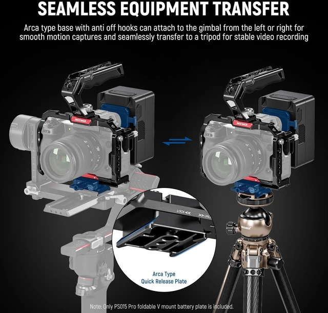 Alt view image 5 of 7 - Foldable V Mount Battery Plate with Arca Type Baseplate, PS015 PRO | Quick Release Camera Base Plate, Lightweight DSLR Video Rig, Compatible with SmallRig V Mount Battery Cage DJI RS4 RS3 Gimbal