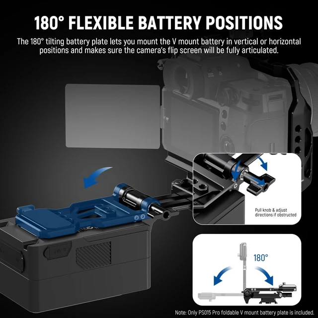 Alt view image 7 of 7 - Foldable V Mount Battery Plate with Arca Type Baseplate, PS015 PRO | Quick Release Camera Base Plate, Lightweight DSLR Video Rig, Compatible with SmallRig V Mount Battery Cage DJI RS4 RS3 Gimbal