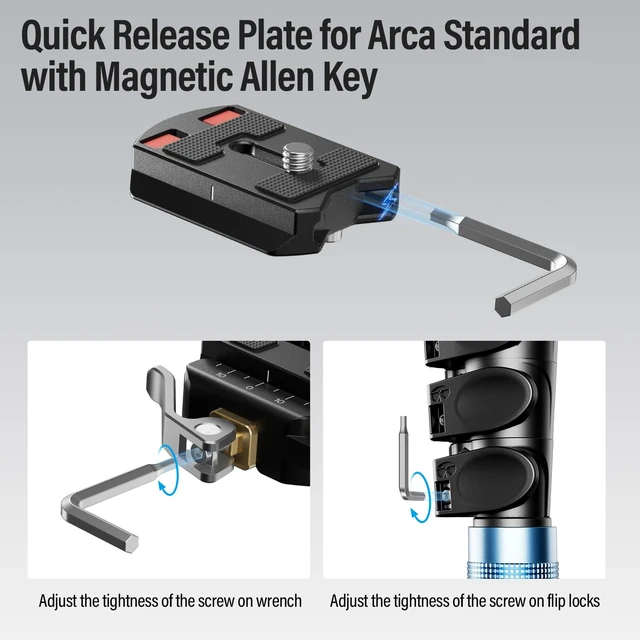 Alt view image 3 of 7 - QC-55 Quick Release Plate and Clamp, 55mm Camera Mount Adapter | 1/4" & 3/8" Threads, Tripod, Monopod, DSLR, Stabilizer, Quick Release Mount, Camera Rig Compatible