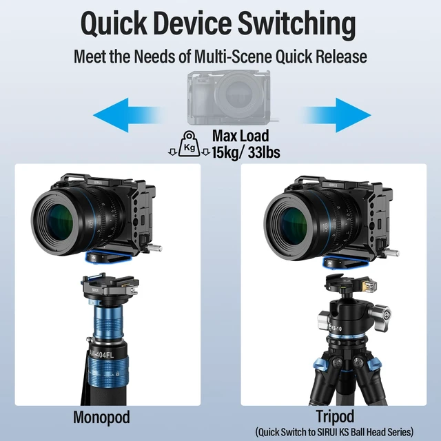 Alt view image 6 of 7 - QC-55 Quick Release Plate and Clamp, 55mm Camera Mount Adapter | 1/4" & 3/8" Threads, Tripod, Monopod, DSLR, Stabilizer, Quick Release Mount, Camera Rig Compatible