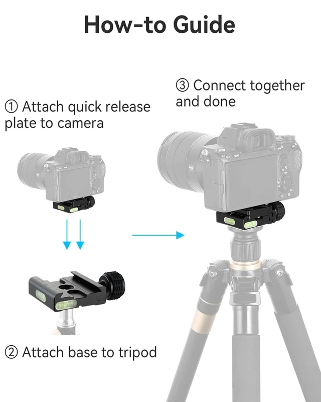 Alt view image 3 of 7 - 50mm Arca Swiss Quick Release Plate, with 3/8"&1/4" Screw, Black | Aluminum QR Clamp Adapter Set, Built-in Bubble Level Compatible with Manfrotto DSLR Camera Tripod Ball Head Monopod