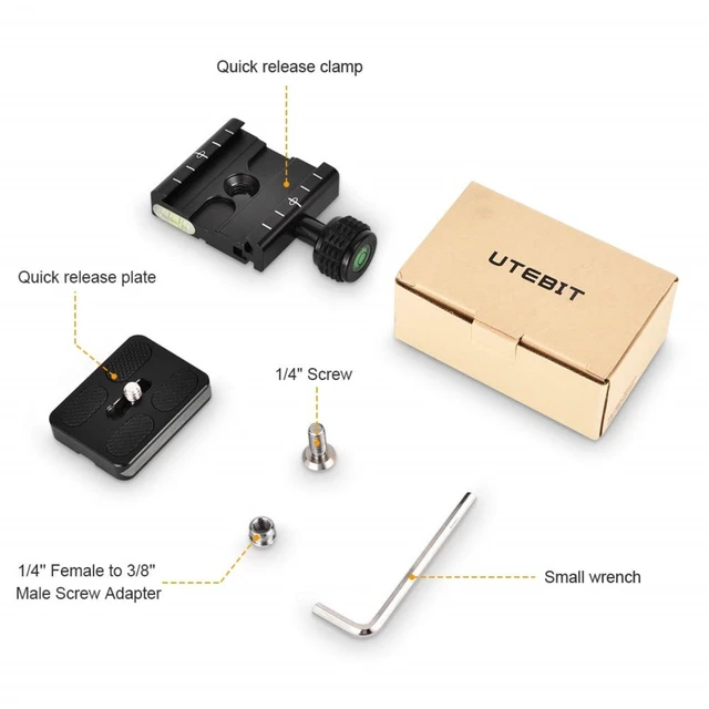 Alt view image 7 of 7 - 50mm Arca Swiss Quick Release Plate, with 3/8"&1/4" Screw, Black | Aluminum QR Clamp Adapter Set, Built-in Bubble Level Compatible with Manfrotto DSLR Camera Tripod Ball Head Monopod
