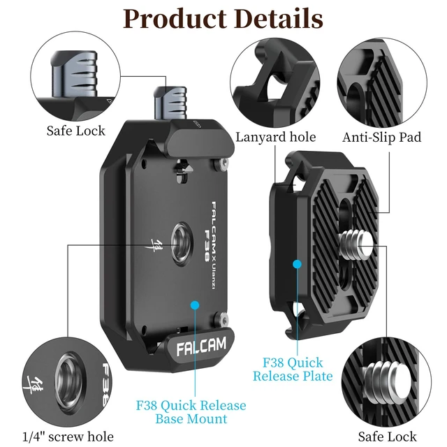 Alt view image 5 of 7 - F38 Camera Quick Release Plate with 1/4" to 3/8" Screw Thread | Quick Release System Plate Camera Tripod Mount Adapter for Sony Canon Monopod DSLR Stabilizer Slider Switch Between Stablizer