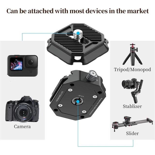 Alt view image 6 of 7 - F38 Camera Quick Release Plate with 1/4" to 3/8" Screw Thread | Quick Release System Plate Camera Tripod Mount Adapter for Sony Canon Monopod DSLR Stabilizer Slider Switch Between Stablizer