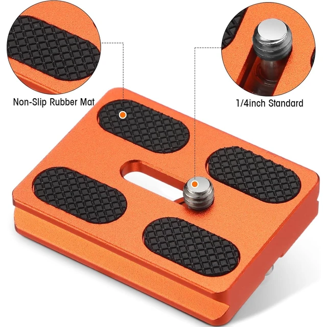 Alt view image 4 of 7 - Quick Release Plate Tripod 1/4-20 DSLR,Pu50,Black and Orange | Tripod Mount Plate, Camera Tripod Mount for DSLR Camera Tripod Ball Head , Metal, 1.9 x 1.5 x 0.4 Inch