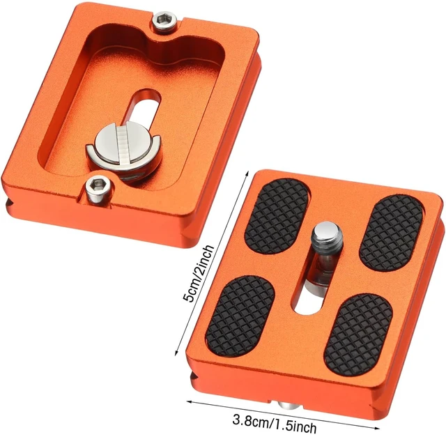 Alt view image 2 of 7 - Quick Release Plate Tripod 1/4-20 DSLR,Pu50,Black and Orange | Tripod Mount Plate, Camera Tripod Mount for DSLR Camera Tripod Ball Head , Metal, 1.9 x 1.5 x 0.4 Inch