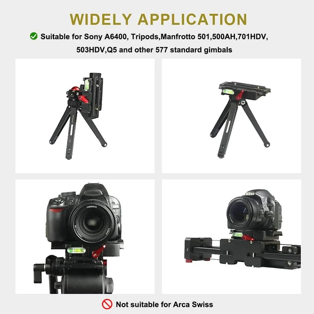 Alt view image 2 of 7 - P200 Quick Release Plate, Compatible with Sony A6400 Manfrotto Only | Aluminum Alloy Camera Tripod Base Plate with 1/4" and 3/8" Screw Hole, Black