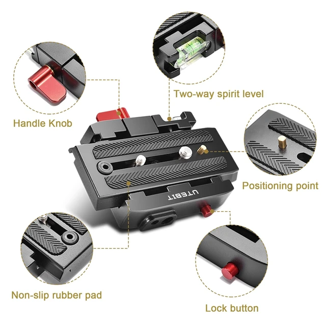 Alt view image 5 of 7 - P200 Quick Release Plate, Compatible with Sony A6400 Manfrotto Only | Aluminum Alloy Camera Tripod Base Plate with 1/4" and 3/8" Screw Hole, Black