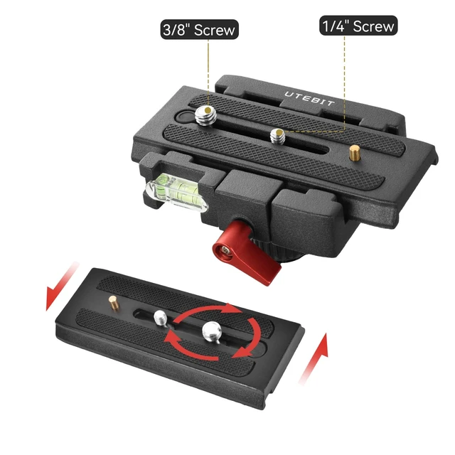 Alt view image 7 of 7 - P200 Quick Release Plate, Compatible with Sony A6400 Manfrotto Only | Aluminum Alloy Camera Tripod Base Plate with 1/4" and 3/8" Screw Hole, Black