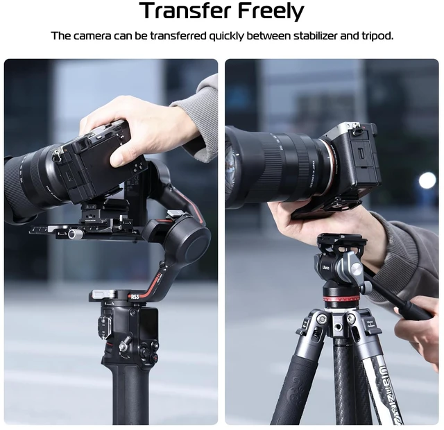 Alt view image 6 of 7 - UKA01 Quick Release Plate Kit, Arcac/F38 Interface Camera Quick Release Plate Mount Quick Setup w/ 1/4" to 3/8" Screw Thread Gimbles Sliders Tripods Adapter for Sony/Nikon/DJI/Fuji