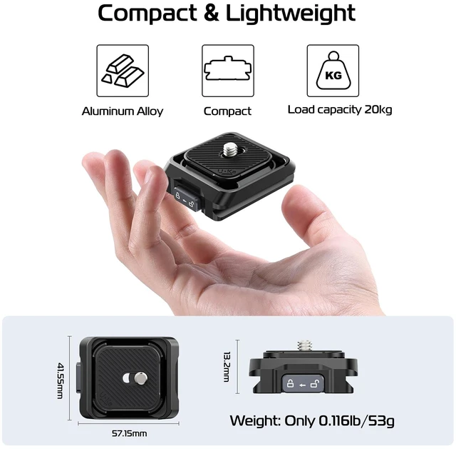 Alt view image 7 of 7 - UKA01 Quick Release Plate Kit, Arcac/F38 Interface Camera Quick Release Plate Mount Quick Setup w/ 1/4" to 3/8" Screw Thread Gimbles Sliders Tripods Adapter for Sony/Nikon/DJI/Fuji