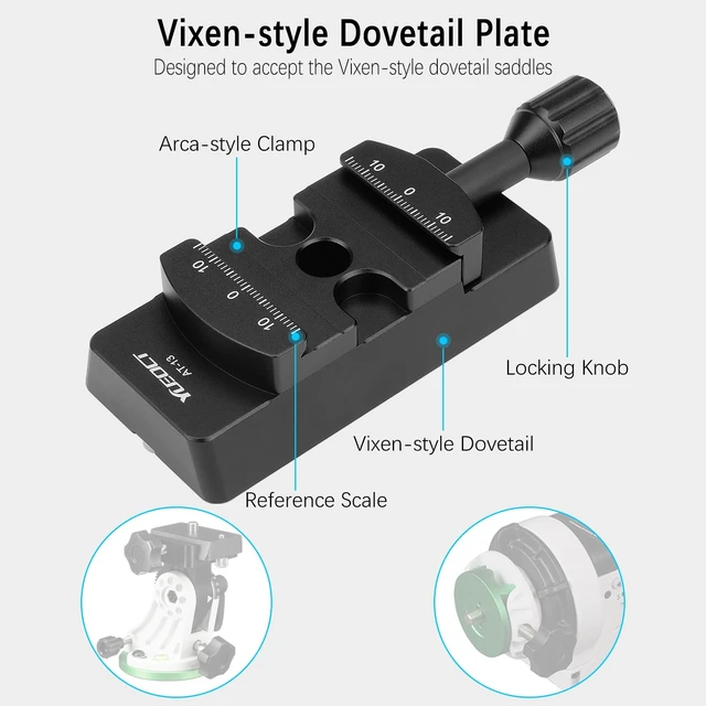 Alt view image 2 of 7 - Adapter - Vixen Dovetail Mounting Plate Bar with Arca Swiss Clamp | Vixen to Arca Adapter, for Vixen Style Dovetail Saddles Telescope Scope Mount Base OTA Equatorial Tripod Sky Astrophotography