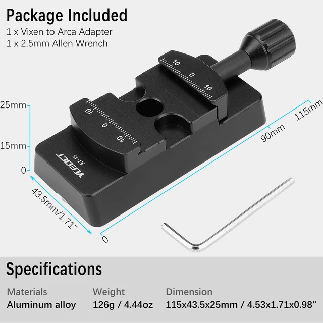 Alt view image 7 of 7 - Adapter - Vixen Dovetail Mounting Plate Bar with Arca Swiss Clamp | Vixen to Arca Adapter, for Vixen Style Dovetail Saddles Telescope Scope Mount Base OTA Equatorial Tripod Sky Astrophotography