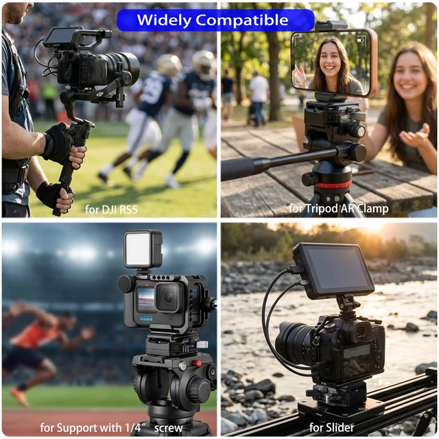 Alt view image 2 of 7 - Quick Release Plate System, Aluminum Alloy Arca-Swiss Compatible Base and Top Plate with 1/4" & 3/8" Mounts for DSLR, Tripod, Gimbal, and Slider (11lbs Load Capacity)