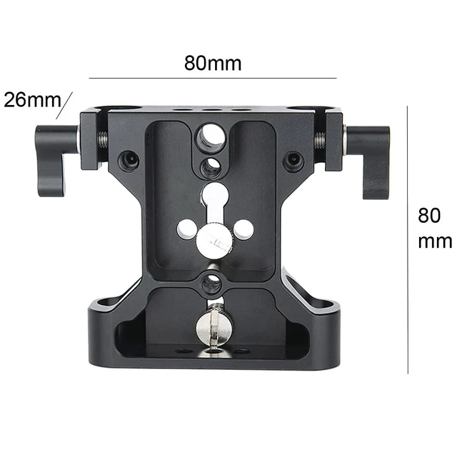 Alt view image 5 of 7 - Multipurpose Camera Base Plate with 15mm Rod Rail Clamp for DSLR Rig Support System - 226