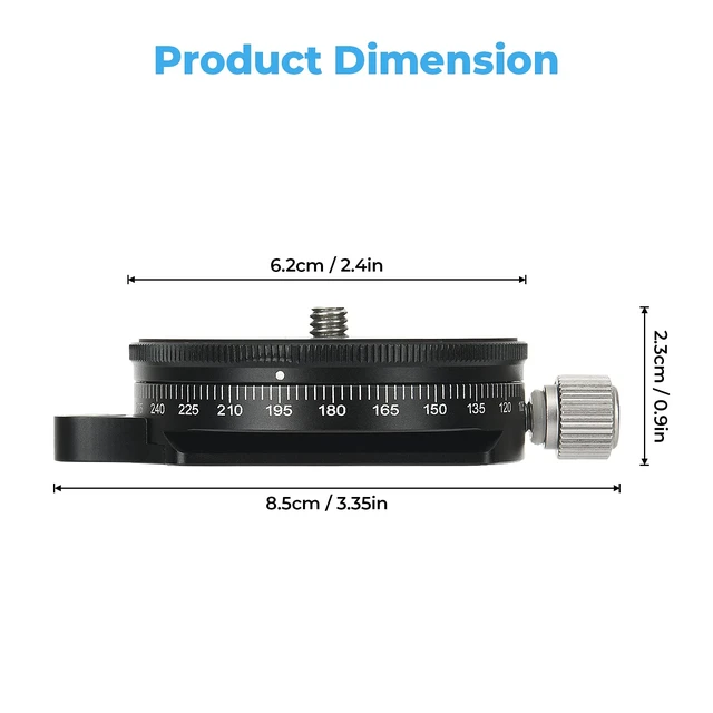 Alt view image 5 of 7 - Camera Panoramic Panning Base with Plate 3/8" Screw Aluminum Alloy Panorama Ball Tripod Head with Bubble Level for Tripod Monopod DSLR Cameras,Load Capacity 22 LBS