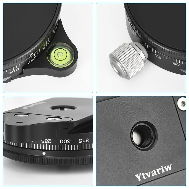 Alt view image 6 of 7 - Camera Panoramic Panning Base with Plate 3/8" Screw Aluminum Alloy Panorama Ball Tripod Head with Bubble Level for Tripod Monopod DSLR Cameras,Load Capacity 22 LBS