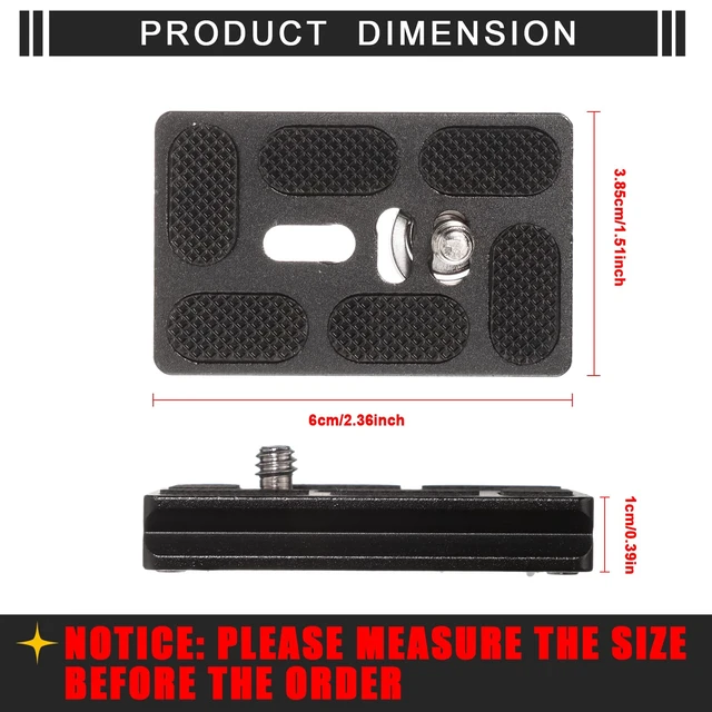 Alt view image 2 of 7 - Quick Release Plate Tripod 1/4-20 DSLR,Pu60,Black | Tripod Mount Plate, Camera Tripod Mount for DSLR Camera Tripod Ball Head , Metal, 1.9 x 1.5 x 0.4 Inch