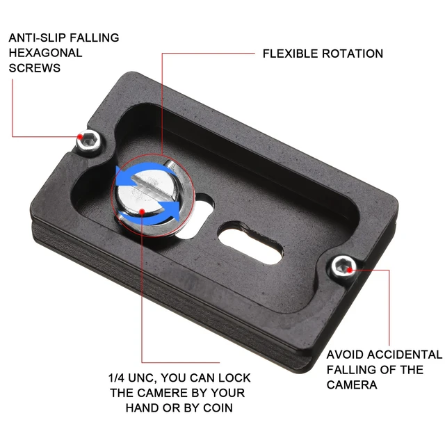 Alt view image 3 of 7 - Quick Release Plate Tripod 1/4-20 DSLR,Pu60,Black | Tripod Mount Plate, Camera Tripod Mount for DSLR Camera Tripod Ball Head , Metal, 1.9 x 1.5 x 0.4 Inch