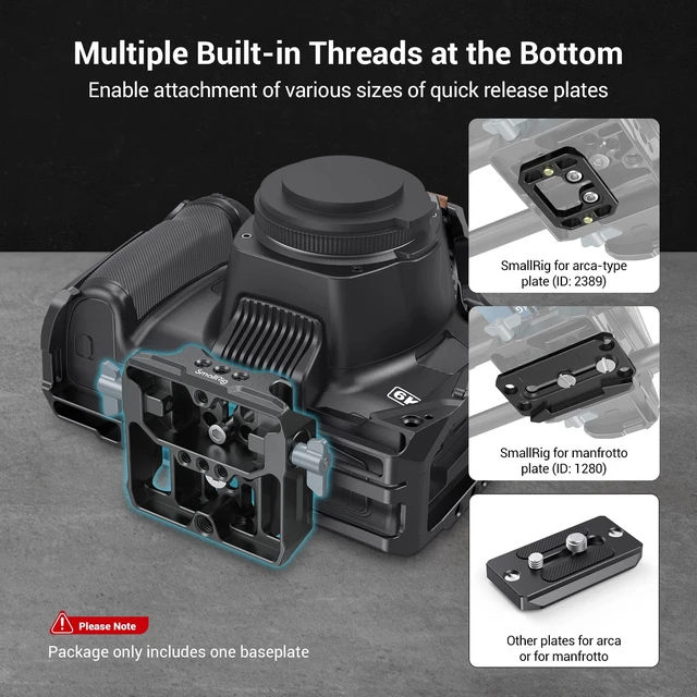 Alt view image 2 of 7 - Universal LWS Baseplate for DSLR/Mirrorless Camera Cages | Comes with Dual 15mm Rod Clamp