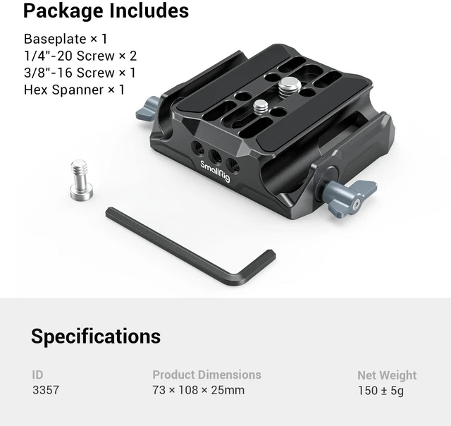 Alt view image 7 of 7 - Universal LWS Baseplate for DSLR/Mirrorless Camera Cages | Comes with Dual 15mm Rod Clamp