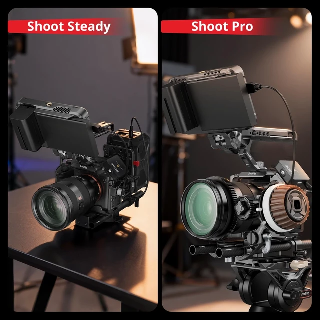 Alt view image 6 of 7 - Camera Base Plate Kit with 15mm LWS Rod Rail Clamp, Dual 15mm Rod | Carbon Fiber 15mm Rods (8'' / 20cm), for Sony A6500 A6600 A6300, for Canon R5 R6, for Sony A7SIII / A7III, for Camera & Cage