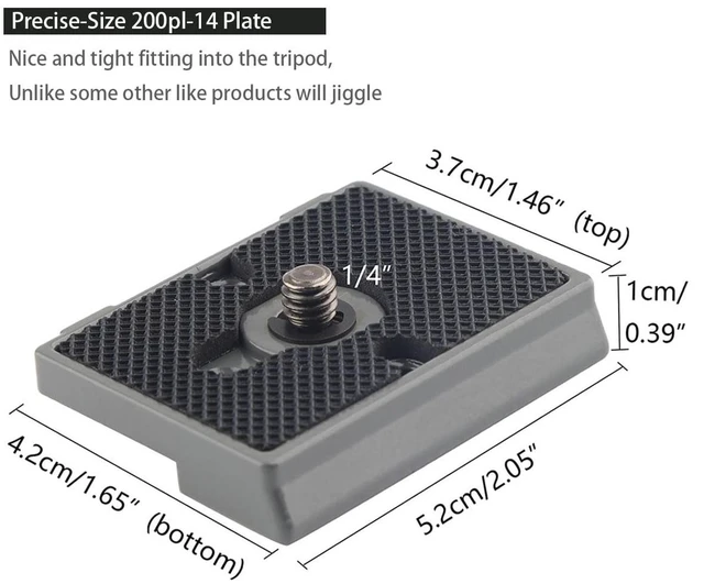 Alt view image 4 of 6 - 200PL-14 Quick Release Plate for Manfrotto 804RC2 Rapid Connect, 323 RC2, 488RC2, 484RC2, 498/496/ 494RC2, 2498RC, 2486RC, 468MGRC2 (2PCS/Pack)