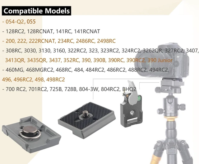 Alt view image 6 of 6 - 200PL-14 Quick Release Plate for Manfrotto 804RC2 Rapid Connect, 323 RC2, 488RC2, 484RC2, 498/496/ 494RC2, 2498RC, 2486RC, 468MGRC2 (2PCS/Pack)