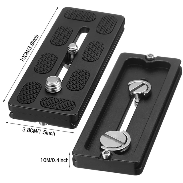 Alt view image 2 of 7 - Quick Release Plate Tripod 1/4-20 DSLR,100mm 1/4''and 3/8'',Black | Tripod Mount Plate, Camera Tripod Mount for DSLR Camera Tripod Ball Head , Metal, 1.9 x 1.5 x 0.4 Inch