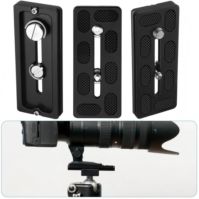 Alt view image 4 of 7 - Quick Release Plate Tripod 1/4-20 DSLR,100mm 1/4''and 3/8'',Black | Tripod Mount Plate, Camera Tripod Mount for DSLR Camera Tripod Ball Head , Metal, 1.9 x 1.5 x 0.4 Inch