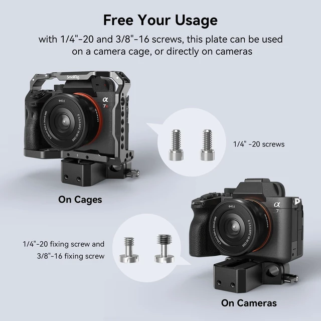 Alt view image 2 of 7 - Camera Baseplate with 15mm LWS Rod Rail Clamp | for Sony A6500/ A6600/ A6300 /A7SIII /A7III, for Canon R5/R6
