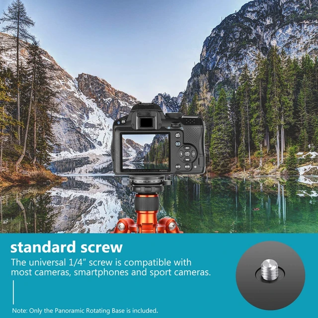Alt view image 7 of 7 - Camera Panoramic Panning Base with Style Plate | 3/8 inch Screw, Aluminum Alloy Panorama Ball Tripod Head with Bubble Level, for Tripod Monopod DSLR Cameras, Max Load 22 LB