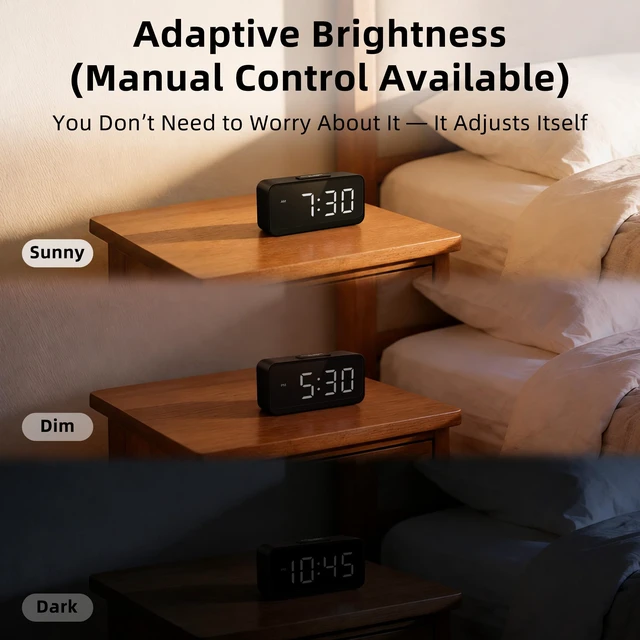 Alt view image 6 of 7 - Battery Operated Small Alarm Clock: Compact Cordless Design | Digital Large Display Clock for Bedrooms Desks and Travel - Simple to Use for Seniors Teens White Digits