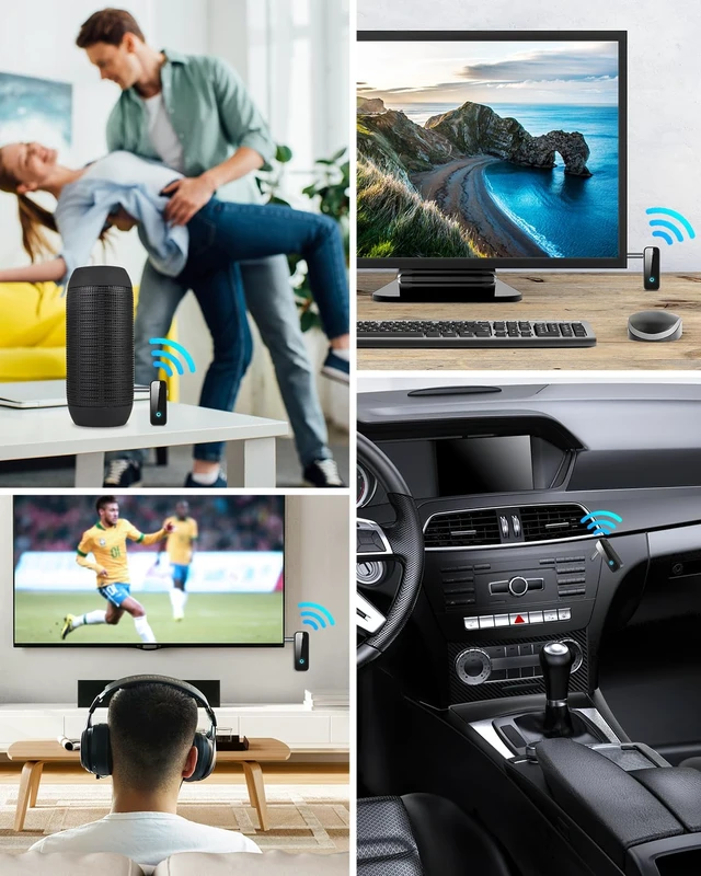 Alt view image 7 of 7 - (Upgraded) 2 Pack AUX Bluetooth Adapter for Car, 2 in 1 Bluetooth 5.4 Receiver Transmitter for Car with Display Screen, Handsfree Calls, Wireless Audio Receiver for Home Stereo, Headphones